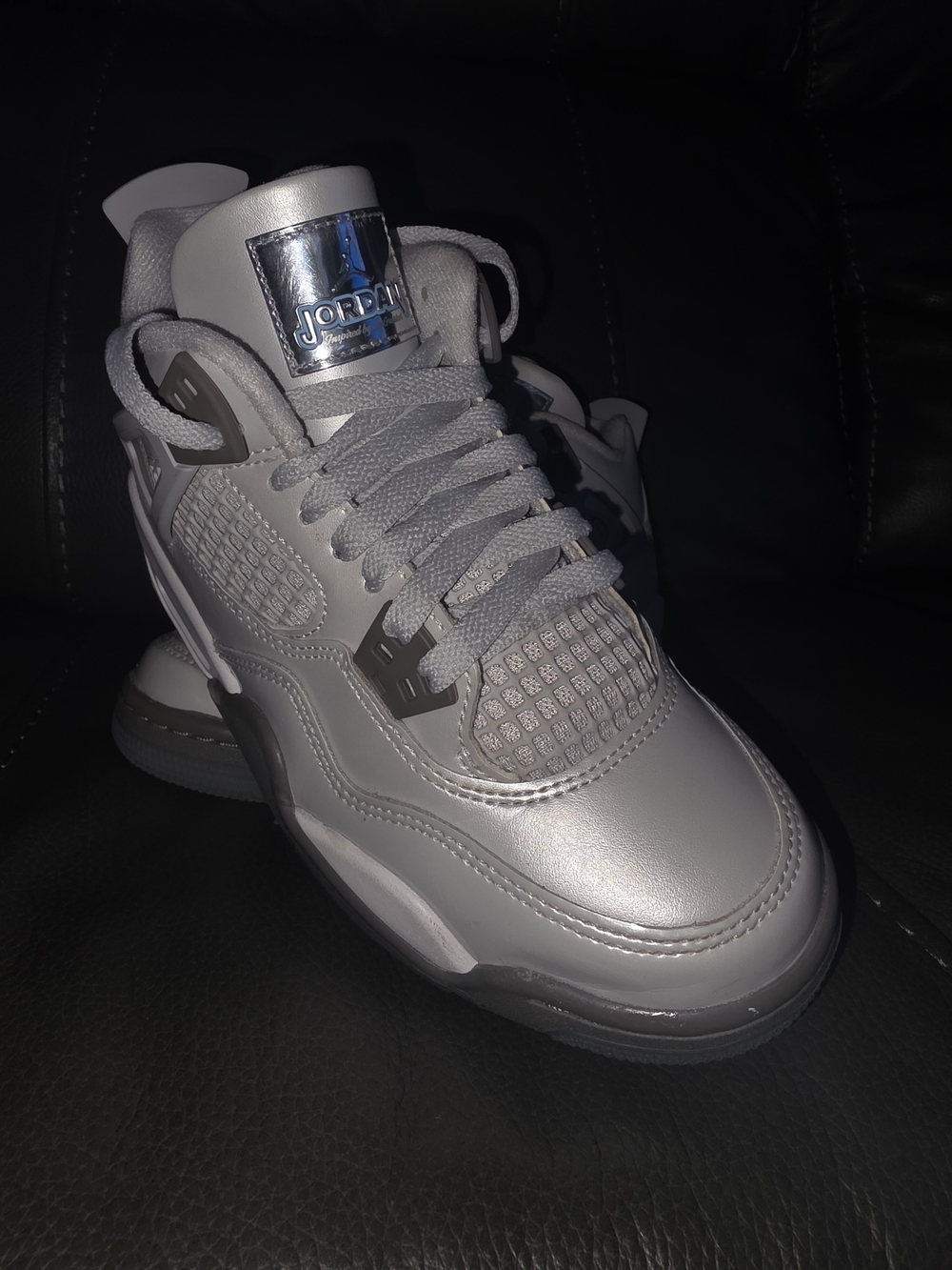 Jordan Kids Silver and Gray Retro Sneaker